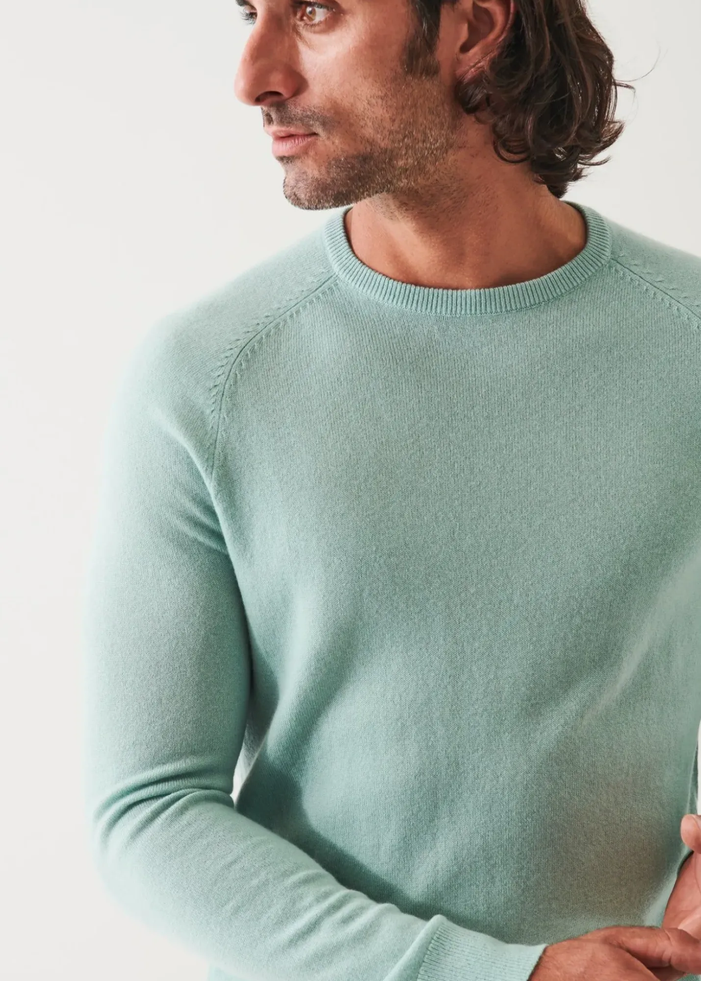 PATRICK ASSARAF Wool Cashmere Raglan Crewneck|Men Knitwear
