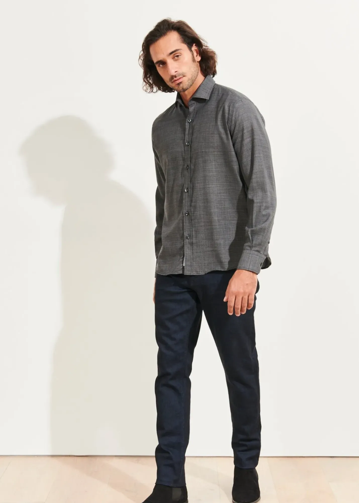 PATRICK ASSARAF Wool Houndstooth Shirt|Men Shirts