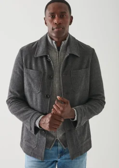 PATRICK ASSARAF Wool Patch Pocket Shirt Jacket|Men Outerwear