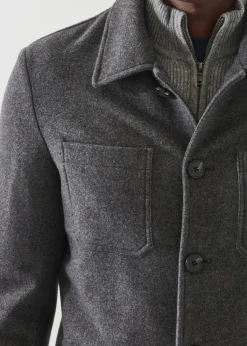 PATRICK ASSARAF Wool Patch Pocket Shirt Jacket|Men Outerwear