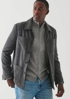 PATRICK ASSARAF Wool Patch Pocket Shirt Jacket|Men Shirt Jackets