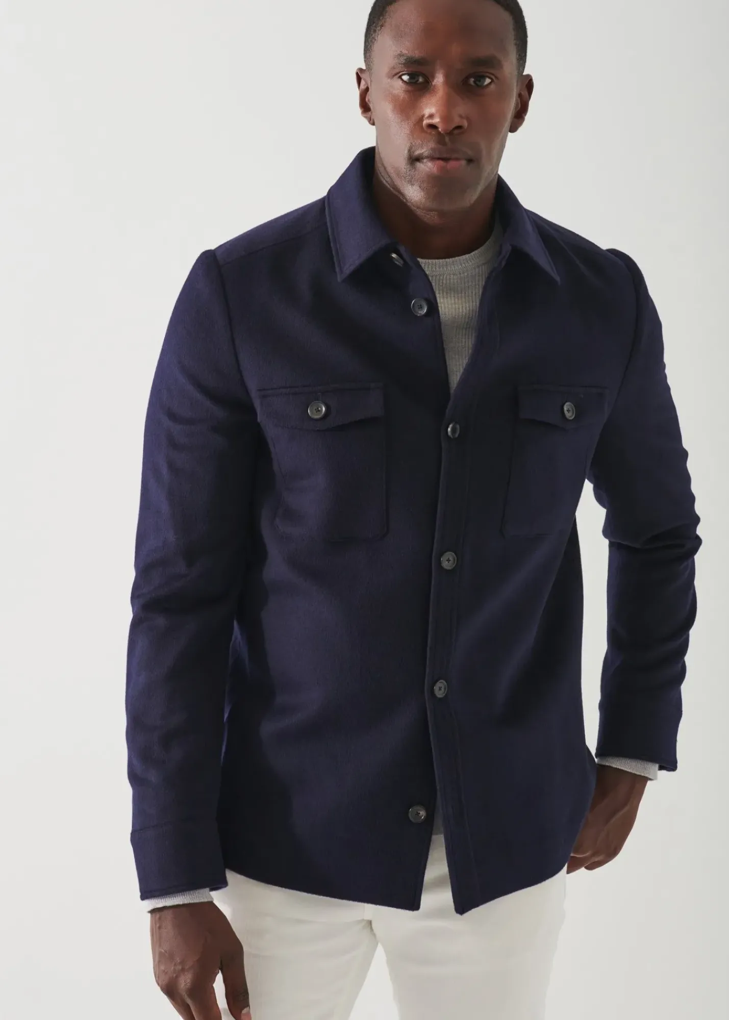 PATRICK ASSARAF Wool-Cashmere Shirt Jacket|Men Outerwear