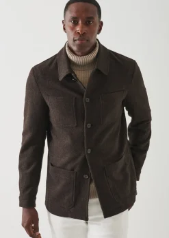 PATRICK ASSARAF Wool-Silk Blend Shirt Jacket|Men Outerwear