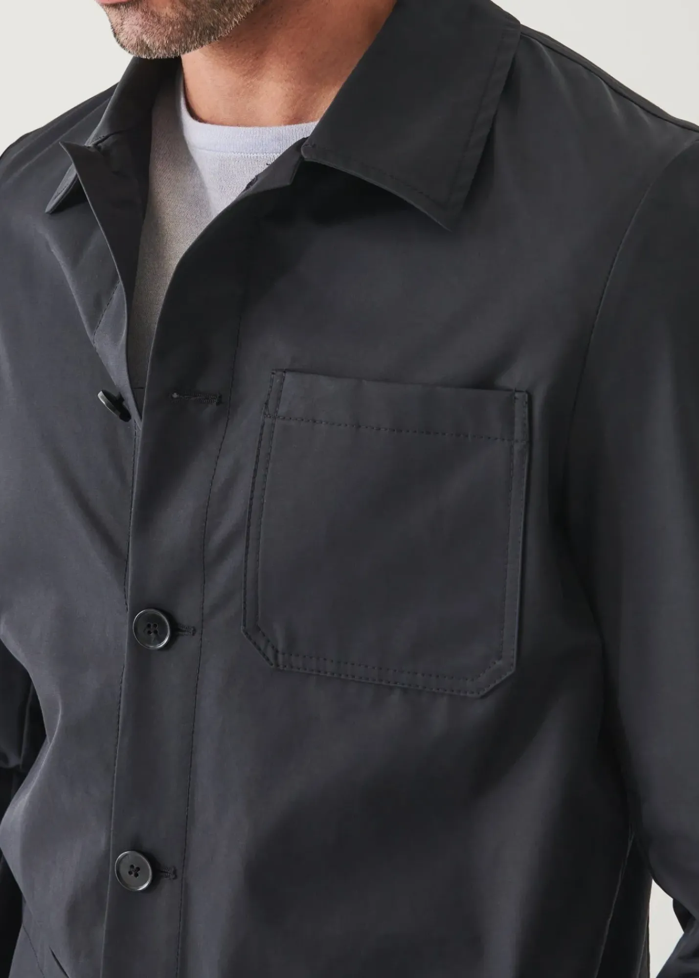 PATRICK ASSARAF Wool-Stretch Shirt Jacket|Men Shirt Jackets
